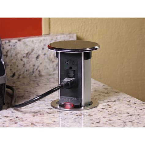Countertop 20 Amp GFCI Power Pop Up Outlet, Black and Chrome Trim ...