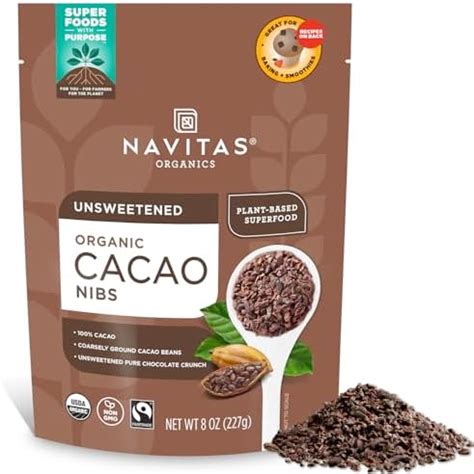Navitas Organics Cacao Nibs, 8 oz. Bag — Organic, Non-GMO, Fair Trade ...