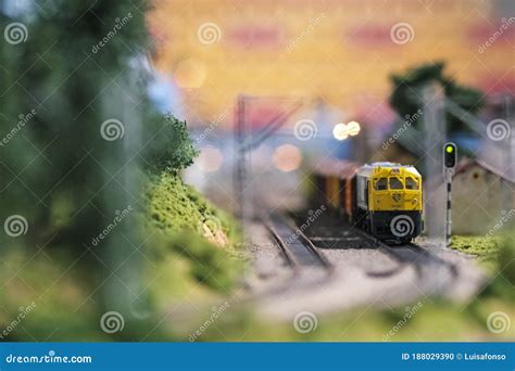 Model Railroad. Spanish Locomotive with Green Light Stock Photo - Image ...