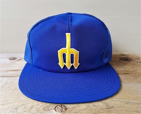 Seattle MARINERS Vintage 80s Trucker Hat Trident Logo Sports ...