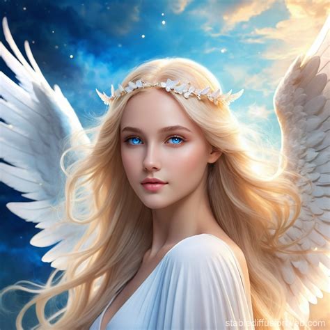 Angel Woman with Long Blonde Hair | Stable Diffusion Online