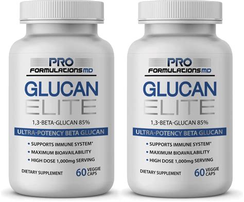 Buy Glucan Elite – 85% Beta 1,3D Glucan 500mg – 60 vcaps – 85% Minimum ...