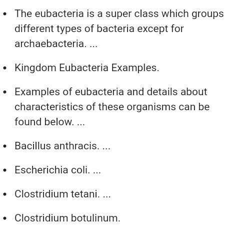 5 examples of eubacteria - Brainly.in
