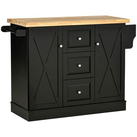 Buy HOMCOM Rolling Kitchen Island with Storage, Kitchen Cart with Wood ...