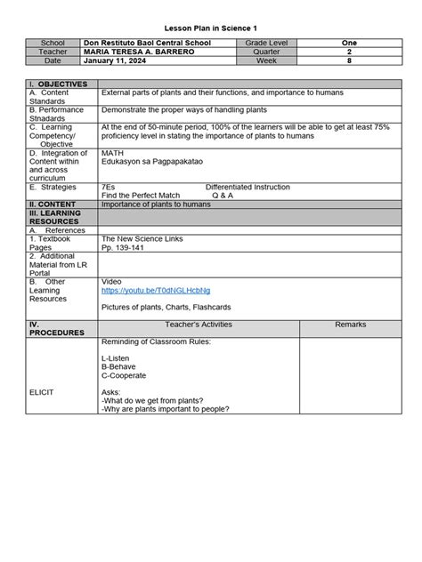 Image result for Lesson Plan for New Curriculum for Basic Science