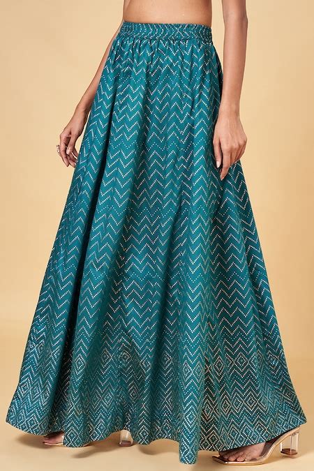 Teal Printed Full Length Festive Women Regular Fit Skirts - Selling ...