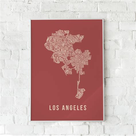 LA Map Neighborhoods of Los Angeles Typographic Print - Etsy