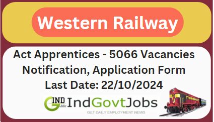 Western Railway Apprentice Recruitment 2024: Apply Online, 5066 Posts ...