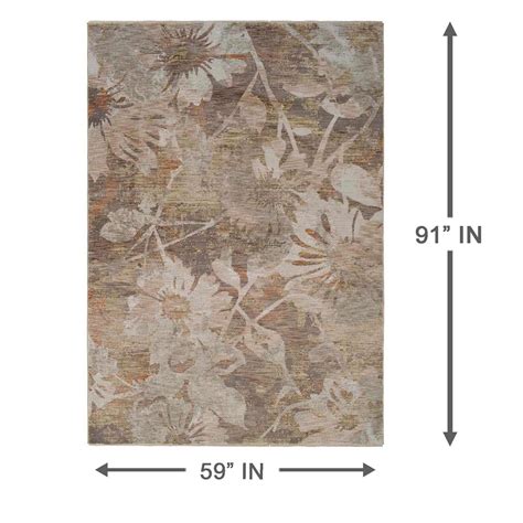 (A540) Diaz Beige Floral Area Rug, 5x7