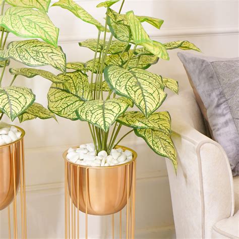 Golden Planter With Stand, Set of 2 – RCasa SLS Retail Supermart Pvt. Ltd.