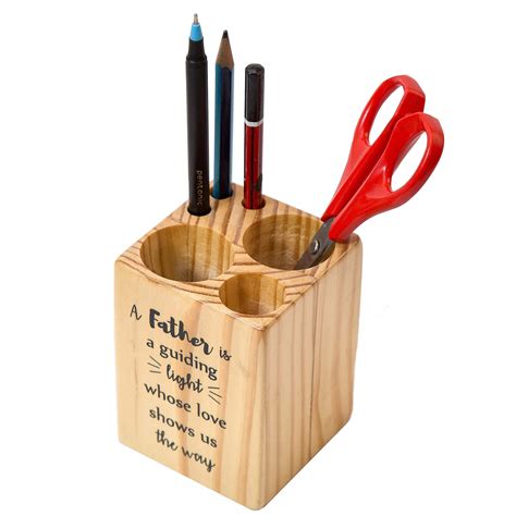 IVEI Sleek Pine Wood Rectangular Pen Stand for Father - Pen/Pencil ...