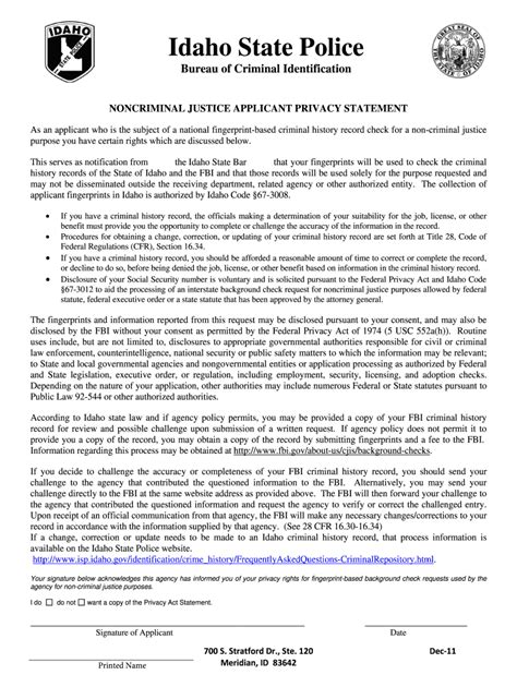 ID Noncriminal Justice Applicant Privacy Statement Form - Fill Online ...