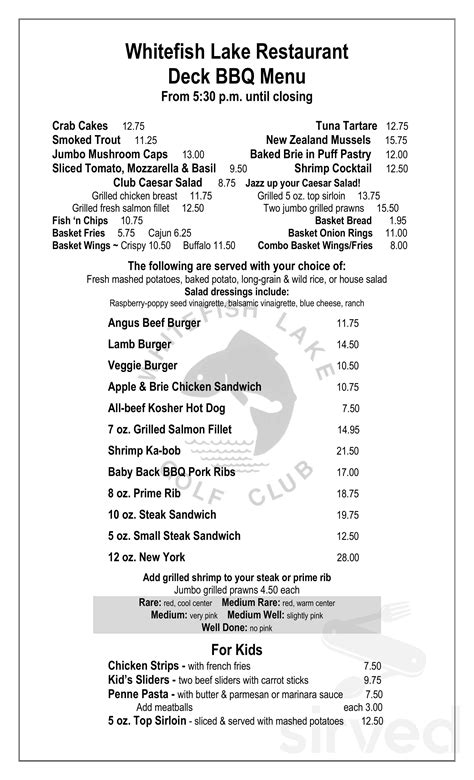 Menu - Whitefish MT's Whitefish Lake Restaurant | Sirved