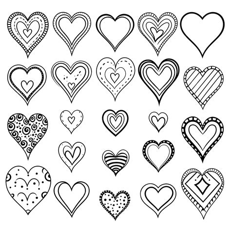 Valentine Hearts Outlines, Valentine Card, Love Card, Valentines Day Card PNG Transparent Image ...