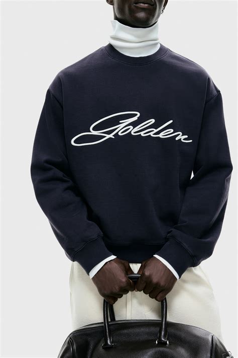 Loose Fit Sweatshirt - Navy blue/Golden - Men | H&M IN