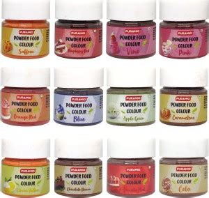 PURAMIO Powder Food Colours, 20g Each, (Pack of 12)- Multicolor Price ...