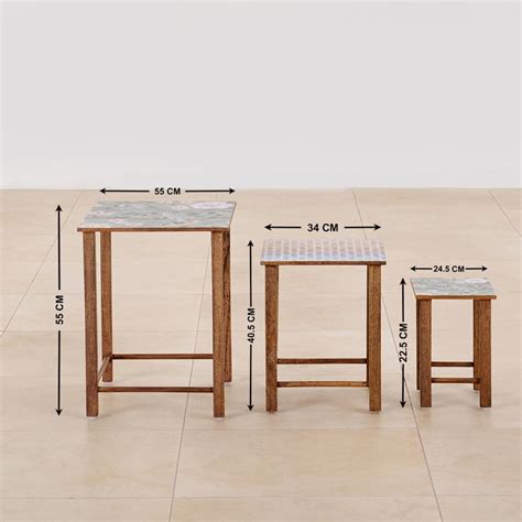Buy Blossom Mango Wood Nest of 3 Tables - Mint from Home Centre at just ...