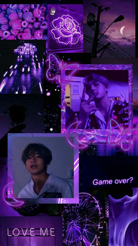 Download V Bts Phone In Purple World Wallpaper | Wallpapers.com