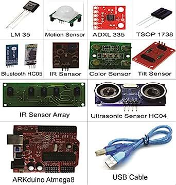 Robokart Super Delux pack of sensor With ARKduino Atmega8 : Amazon.in ...