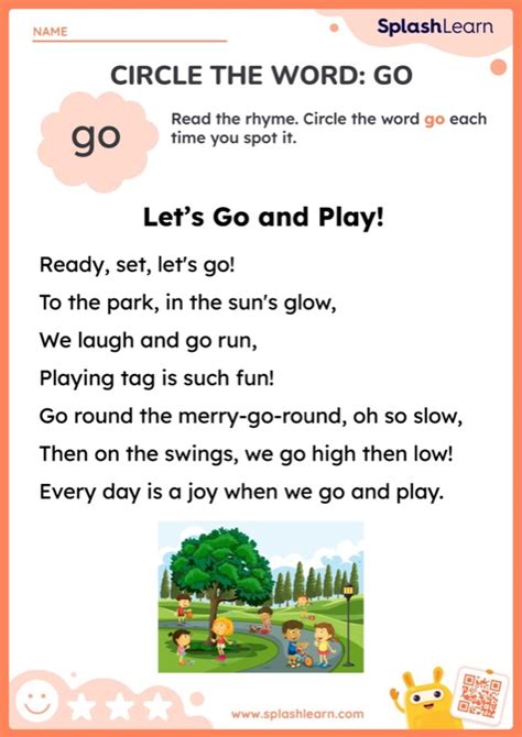 Circle the Word: go — Printable ELA Worksheet