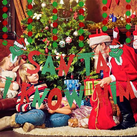 Buy Santa I Know Him Banner Red and Green Glitter, Elf Movie ...