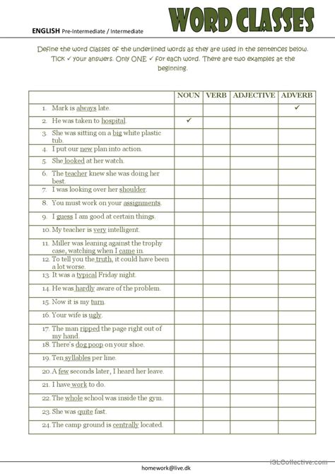 Word Classes general gramma…: Deutsch DAF Arbeitsblätter pdf & doc