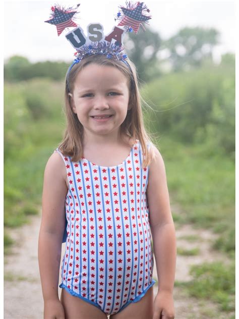 Lottie Little Girl One Piece Swimsuit - Stars and Stripes | Posh Tots ...