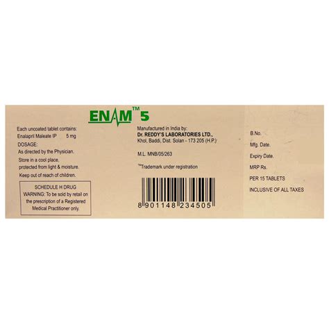 Enam 5mg Tablet 15's Price, Uses, Side Effects, Composition - Apollo ...