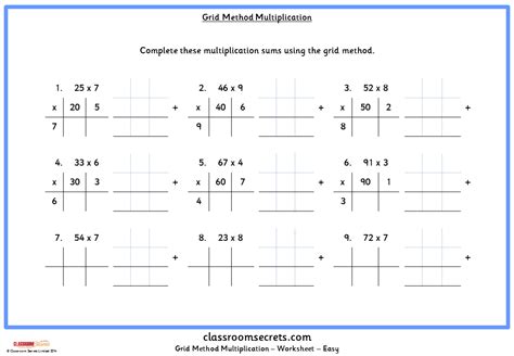 Multiplication Grid Method Worksheets
