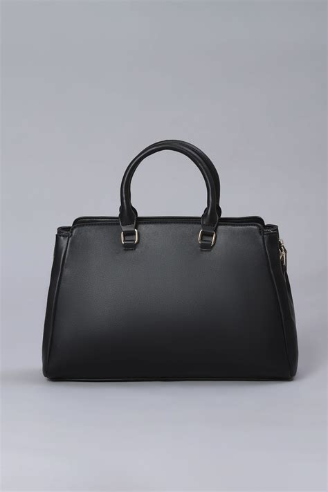 Buy Black PU Solid Structured Handheld Bag Online at Biba India