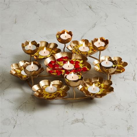 Buy Corsica Kamal Iron Lotus Multi T-Light Holders from Corsica by Home ...