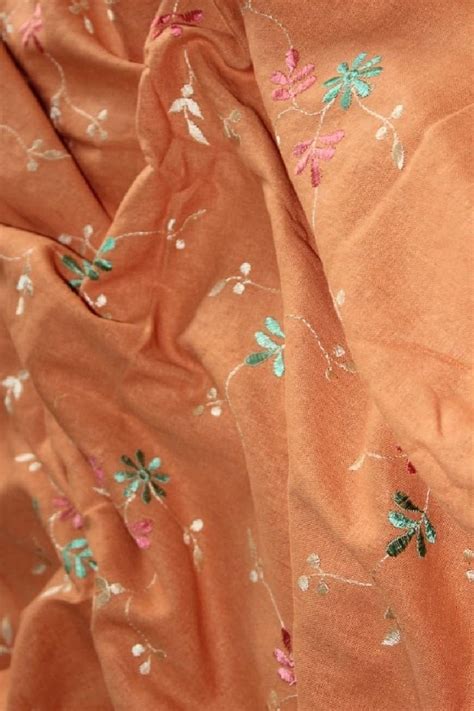 Hakoba BROWN COTTON HAKOBA FLORAL DESIGN EMBROIDERED FABRIC Cotton ...