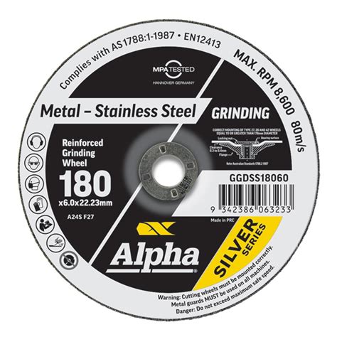 Alpha Grinding Disc - Stainless 180 x 6.0mm Silver Series - Trucut New ...
