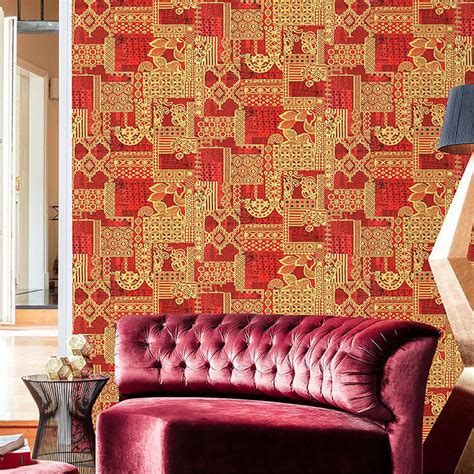 Romania Gold Red Phulkari Wallpaper – Myindianthings