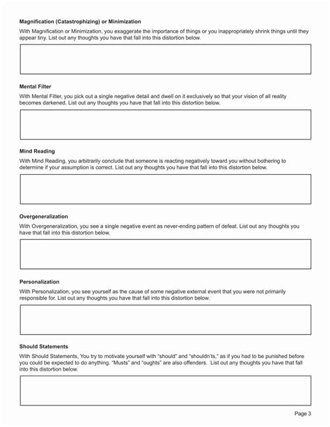 Image result for Cognitive Distortions Worksheet