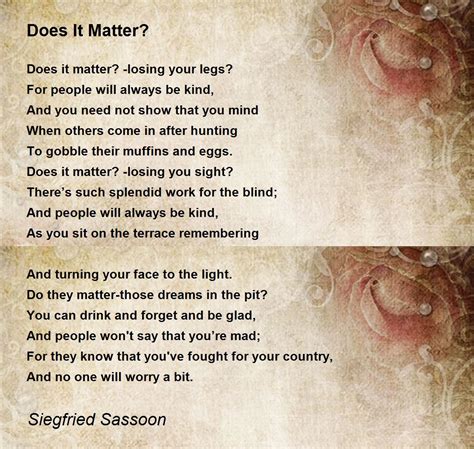 Does It Matter By Siegfried Sassoon