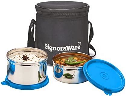 Buy Signoraware Executive Stainless Steel Lunch Box Set 4 with bag ...