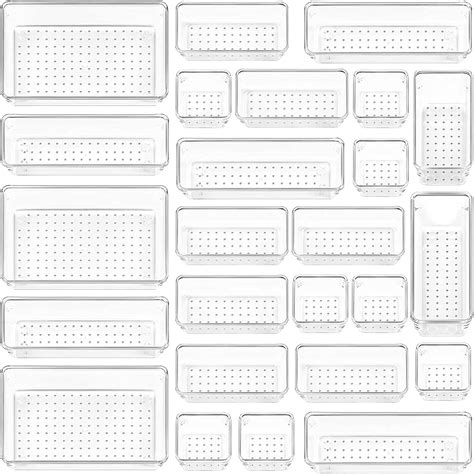 Kienlix Desk Drawer Organizers Trays Set Clear Plastic Storage Bins ...