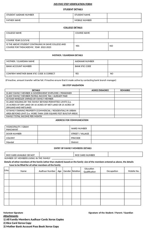 JVD Five Step Verification Form for Academic Year 2022-2023 - Studocu
