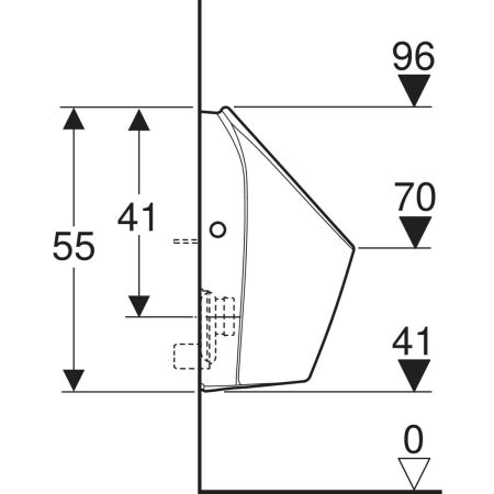 Geberit Selnova S urinal, inlet from the rear, outlet to the rear or ...