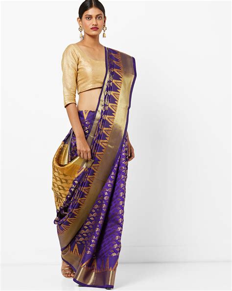 NCBB5373 Banarasi Silk Handloom Saree With Golden Zari Weaving and ...