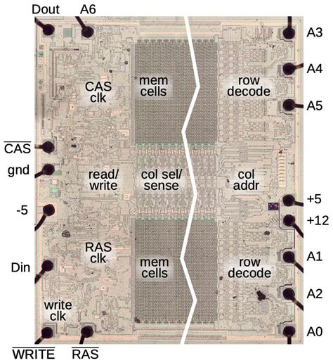 Reverse-engineering the classic MK4116 16-kilobit DRAM chip