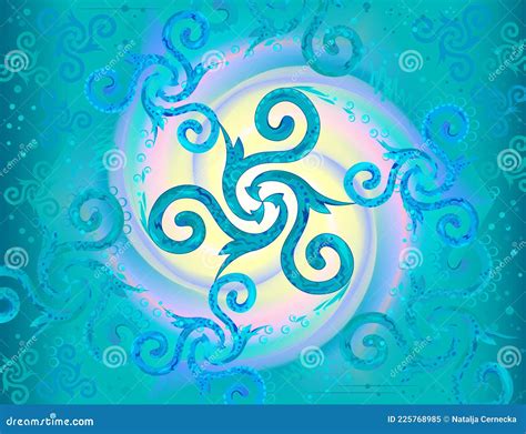 Modern Art Mural Wallpaper with Ancient Triple Spiral. Celtic Triskele ...