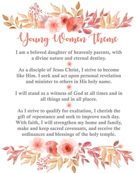 Young Women Theme Printable