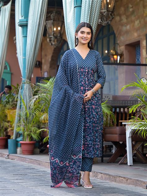 Natural Charm Handblock Suit Set | Jaipuri Adaah