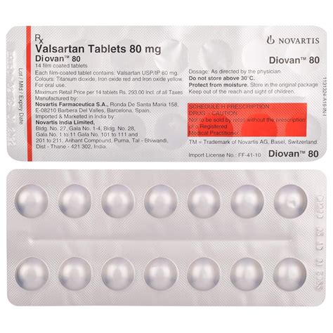 Diovan 80 - Strip of 14 Tablets : Amazon.in: Health & Personal Care