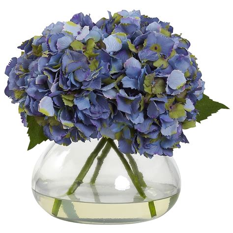 Nearly Natural 9-in Blue Indoor Hydrangea Artificial Flower 1357-BL at ...