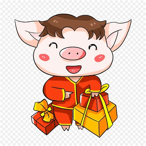 猪年吉祥物小猪猪贴福字插画素材图片免费下载-千库网