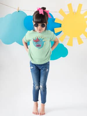 Kid’s Pistal Green-Color Regular Fit Printed T-shirt For Girls