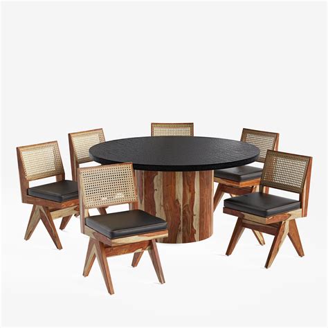 Luis-Jean Textured Black Dining Table Set with Premium Trimming - 2, 4 ...